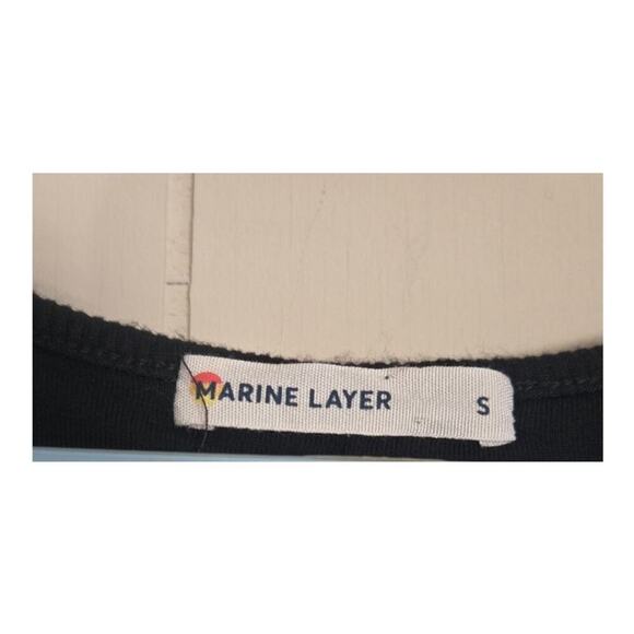 Marine Layer Lexi Rib Long Sleeve Black Midi Dress Size S - Picture 4 of 7